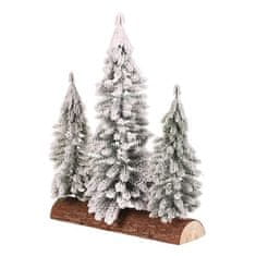 Autronic Božićni ukrasi Spruce on a log - trio, mini, 34 cm, green, snowy (VAN219)