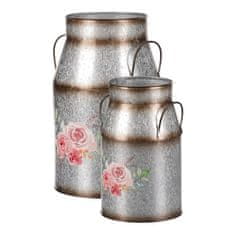 Autronic Metalna vaza Metal vase, set of 2. Design with roses. (OK6387)
