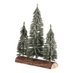 Autronic Božićni ukrasi Spruce on a log - trio, mini, 34 cm, green, frosted (VAN218)