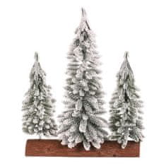 Autronic Božićni ukrasi Spruce on a log - trio, mini, 34 cm, green, snowy (VAN219)