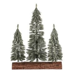 Autronic Božićni ukrasi Spruce on a log - trio, mini, 34 cm, green, frosted (VAN218)
