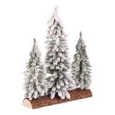 Autronic Božićni ukrasi Spruce on a log - trio, mini, 34 cm, green, snowy (VAN219)