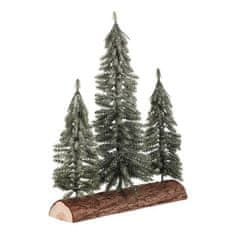 Autronic Božićni ukrasi Spruce on a log - trio, mini, 34 cm, green, frosted (VAN218)