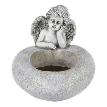 Autronic Ukras Heart with angel - memorial cover, polyresin, color gray (ALA3298)