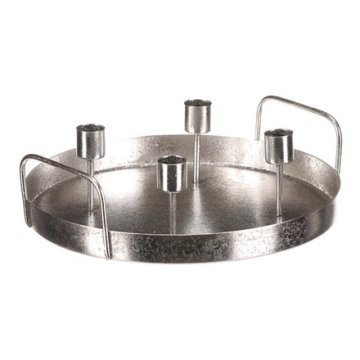 Autronic Svijećnjak UM1036 SIL Metal candle holder - for 4 conical candles, round, silver