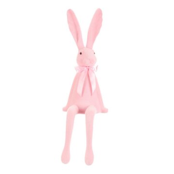 Autronic Ukras Hare with a bow - sitting figurine, suede, light pink color (VEK210 PINK-LT)