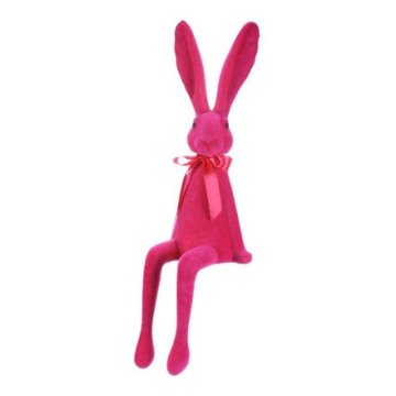 Autronic Ukras Hare with a bow - sitting figurine, suede, pink color (VEK210 PINK)