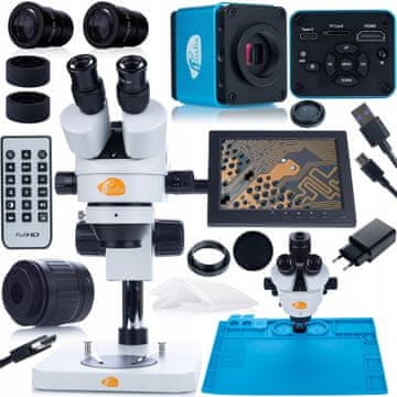 Rosfix Mikroskopski Set Mercury PRO – Trinokularna Glava, Kamera, 8" Zaslon | 7X-45X Zoom