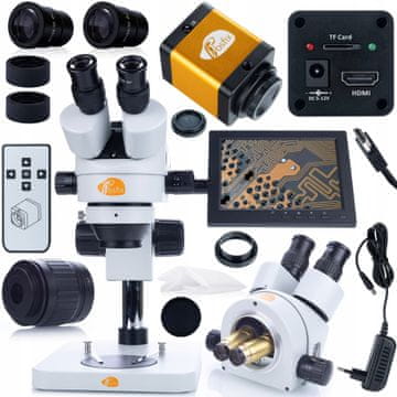 Rosfix Profesionalni Mikroskopski Set Mercury PRO – Kamera, 8" Zaslon | Trinokularna Glava, Hdmi, 12Mp