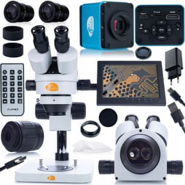 Rosfix Set Mikroskopski Mercury PRO – Trinokularna Glava, Kamera 8" Zaslon, Zoom 7X-45X | Optika Visoke Kvalitete