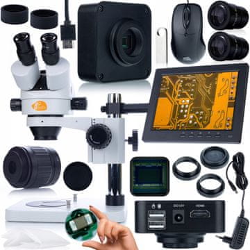 Rosfix Mercury PRO Mikroskopski Trinokularni – Profesionalni Mikroskopski Set | Kamera 8" Zaslon, C-Mount, 7X-45X Zoom