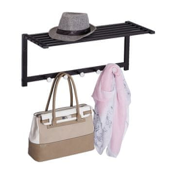 Northix Zidna vješalica za odjeću s policom i 5 kuka 60 cm