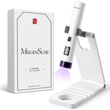 slomart MelodySusie Prijenosna UV lampa sa stalkom za gel nokte, mini punjiva UV LED lampa s LCD zaslonom, prijenosna mala UV lampa za nokte s 2 timera, sušilica za nokte za sve UV gel lakove (bijela)