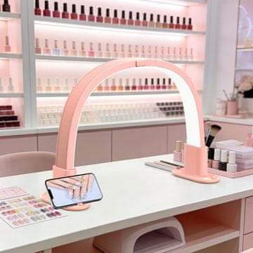 slomart Polumjesečna stolna lampa za nokte, LED lampa za nokte za tehničare noktiju, Sklopiva LED lampa za nokte, kozmetička lampa za ekstenzije trepavica, tetoviranje (Roza)