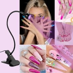 slomart UV lampe za gel nokte, fleksibilni vrat, LED za nokte 3W mini LED lampa za nokte s kopčom, rotirajuća sušilica za nokte, sušilica za nail art za učvršćivanje ljepila za nokte