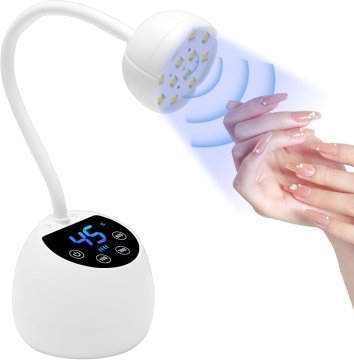 slomart CGBE Mini UV lampa za nokte s pametnim senzorom i LCD zaslonom, 12 LED dioda Mini lampa za nokte za gel nokte s 4 načina, 36W Prijenosni mali sušač za nokte Pogodno za salon i dom