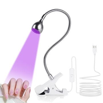 slomart LOPHE Fleksibilna lampa za gel nokte - UV LED lampa s guščjim vratom, sušilica za lak za nokte za stvrdnjavanje svih gel lakova, sušilica za gel nokte (srebrna)