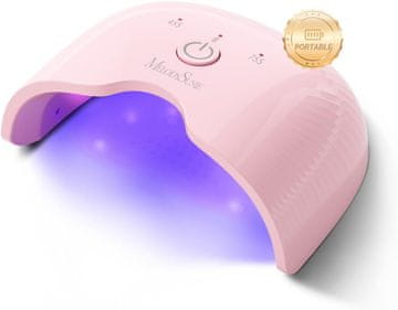 slomart MelodySusie Mala UV lampa za gel nokte s prijenosnim dizajnom, P-ART06G Punjiva sušilica za nokte s pametnim senzorom stvrdnjava mekane gelove, polu-stvrdnuti gel, roza