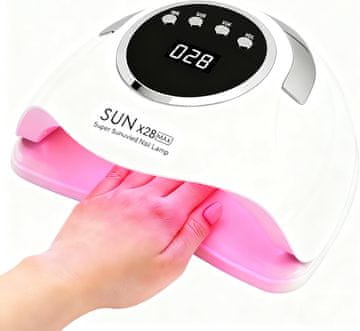 slomart UV lampa za nokte 380W - Profesionalna sušilica za nokte za gel nokte, 90 LED dioda, automatski senzor i 4 timera, prijenosna UV lampa za manikuru i pedikuru (salon & dom)