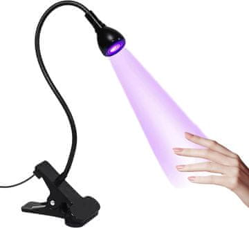 slomart UV svjetla za gel nokte, 3W sušilica za nokte LED lampa za gel lak s kopčom i USB prekidačem, 360° fleksibilna rotirajuća mini UV lampa za nokte, prijenosna UV lampa za nokte, crna