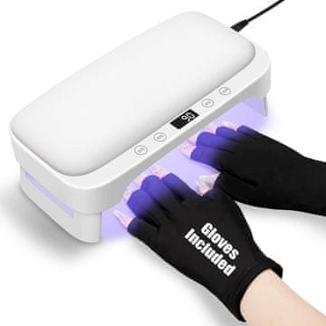 slomart UV lampe za gel nokte s osloncem za ruke s UV rukavicama: Madenia UV LED lampa za nokte za lak za nokte - 4 timera Sklopiva lampa za nokte s jastučićem za ruke za manikuru u salonu & kod kuće, bijela