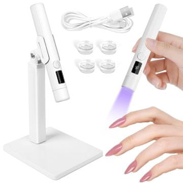 slomart LOPHE UV lampa za gel nokte, 2 u 1 Mala UV lampa za nokte & Nail s postoljem Prijenosna, Mini U V LED lampa za nokte Punjiva, za stvrdnjavanje ljepila za nokte & Nail Tips Bijela (A)