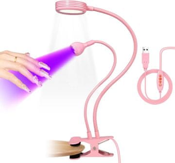 slomart Gosenjična UV lučka za gel nokte: LED lučka za nokte s prilagodljivom objemkom, dvojna UV lučka majhna za profesionalnu manikuru salon doma - Roza