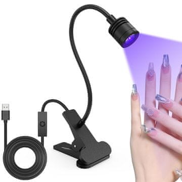 slomart UV lampa za gel nokte s podesivim vratom - 5W LED sušilica za nokte s 4 razine svjetline, rotacija za 360°, USB napajanje, kompaktna za dizajn noktiju