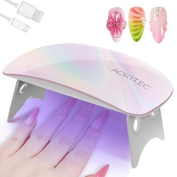 slomart Aokitec Mini UV LED Nagellampe - Sklopiva UV lampa za nokte u obliku miša, profesionalni sušač za nokte za gel lak, press on nokte & produživanje noktiju, putna UV lampa USB, Gradient