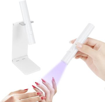 slomart UV lampe za gel nokte, prijenosna mala UV lampa za nokte, punjiva, sa stalkom, mini U V LED lampa za nokte, za gel lak, za stvrdnjavanje ljepila za nokte i tipsa za nokte, za početnike (salon)