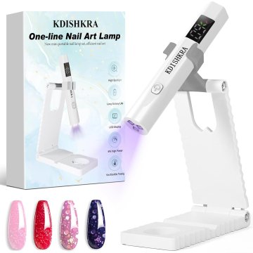 slomart Mini UV lampa za gel nokte, mala UV lampa za nokte s 3 načina rada timera i LCD zaslonom, prijenosna punjiva UV LED lampa za nokte sa stalkom, sušilica za nokte za gel lak bijela