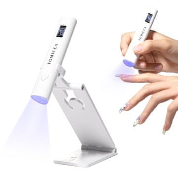 slomart TOMICCA UV lampa za gel nokte, punjiva, prijenosna mini UV lampa sa stalkom i zaslonom, bezopasna za nokte, mali LED sušač za lak za nokte za gel lak i vrhove noktiju, bijela