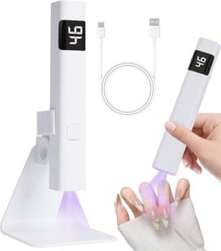 slomart UV lampa za gel nokte, mini LED lampa za nokte sa stalkom, punjiva, 3 načina mjerenja vremena, za gel lak, za brzo sušenje ljepila za nokte i tipse