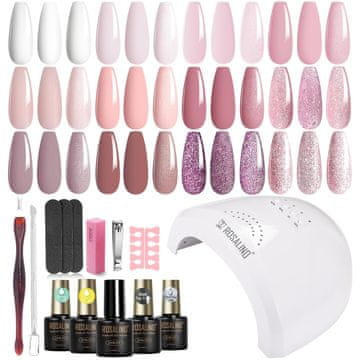 slomart ROSALIND UV set za nokte 12+4 gel laka (5ml) + 48W UV lampa – starter komplet za gel manikuru, dugotrajni sjaj do 21+ dana