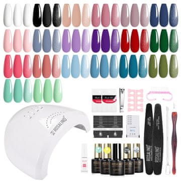 slomart ROSALIND UV komplet lakova za nokte s UV lampom, 20+4 komada početni set geliranih noktiju bijelo crno roza ljubičasta crvena plava zelena gel lak gel nokti za manikuru noktiju set za salon noktiju