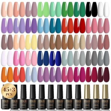 slomart ROSALIND UV set za nokte, 48 komada gel lakova za nokte Neon Macaroon Pastelno siva Nude Roza Boja gel Gel nokti za dizajn noktiju u salonu Starter Manikirni poklon set