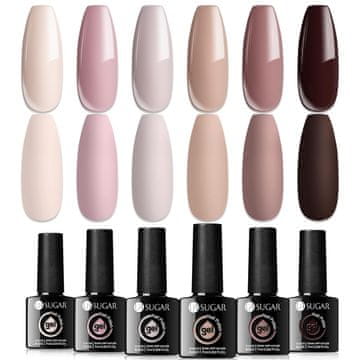 slomart UR SUGAR UV lak za nokte u boji nude smeđe boje, set gel lakova, 6-bojni set nude ružičasti gel za gel nokte DIY set za nokte za Valentinovo, vjenčanje, spojeve, božićni vikend i zabavu.