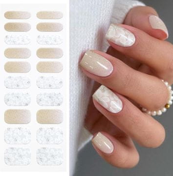 slomart JMEOWIO Nagelfolie UV Härtend Bele blistavo cvijeće UV gel trake naljepnice za nokte Nail Art dekoracija pribor za oblikovanje noktiju