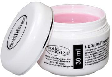 slomart World of Nails-Design, 30 ml LED/UV-Fiberglas Gel guste viskoznosti mliječno roza 1 fazni gel, gradilni gel