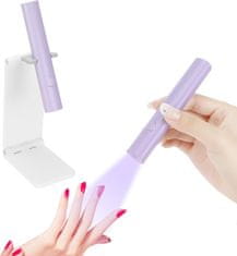 slomart UV lampe za gel nokte, prijenosna mala UV lampa za nokte, punjiva, sa stalkom, mini U V LED lampa za nokte, za gel lak, za učvršćivanje ljepila za nokte i vrhova, za početnike (ljubičasta)