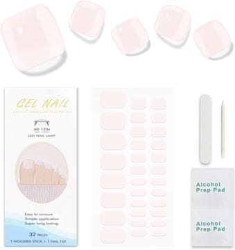 slomart JMEOWIO polu-stvrdnute UV gel naljepnice za nokte (20 traka) – kremasto rozi, set za pedikuru i manikuru, pribor za oblikovanje