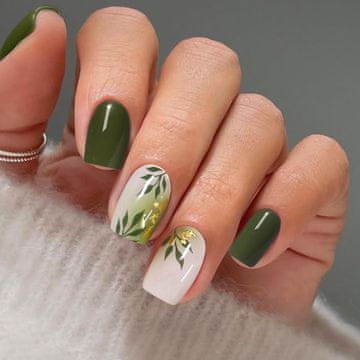 slomart JMEOWIO Folija za nokte, učvršćivanje UV svjetlom, zeleni listovi, UV gel naljepnice za nokte, naljepnice za nokte, ukras za nokte, pribor za oblikovanje noktiju