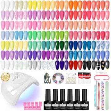 slomart VANREESA U V Set za nokte, 60 komada Gel noktiju Set s 48W U V/ LED lampom za nokte 55 boja U V Gel lak Roza Žuta Zelena Bijela Set za izradu noktiju Gel nokti Početni set Poklon za žene