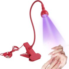slomart UV lampa za gel nokte 5W, UV lampa za nokte, mini UV lampa za nokte s 4 podesive jačine za učvršćivanje laka za nokte, mini UV lampa za nokte sa sigurnosnom kopčom, ružičasto crvena