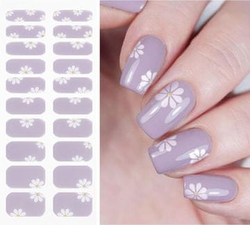 slomart JMEOWIO Folija za nokte, stvrdnjavanje UV svjetlom, bijeli cvjetovi, svijetlo ljubičasta, UV gel naljepnice za nokte, naljepnice za nokte, dekoracija za nail art, pribor za oblikovanje noktiju