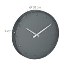 Northix Analogni zidni sat 30 cm sivi s metalnim kazaljkama