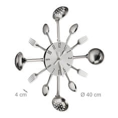 Northix Zidni sat s priborom za jelo promjer 34 cm metal plastika