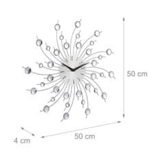 Northix XL zidni sat sa sjajnim akrilnim kamenčićima srebrni dizajn