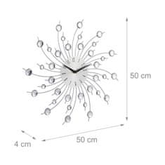 Northix XL zidni sat sa sjajnim akrilnim kamenčićima srebrni dizajn
