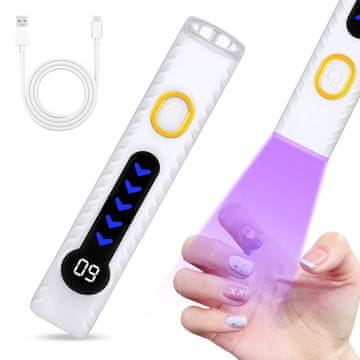 slomart Prenosna punjiva UV/LED lampa za nokte 395 nm – mini olovka, 20/60s timer, USB-C, lagana za putovanja (do 60 min)